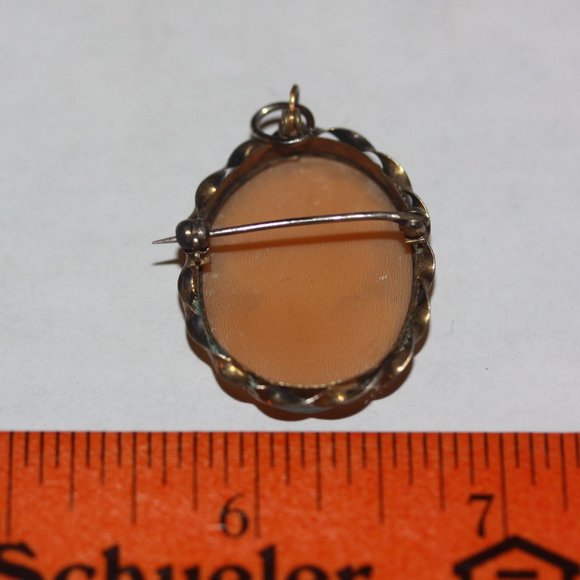 Antique Shell Carved Cameo Brooch Pin Charm - Picture 3 of 3